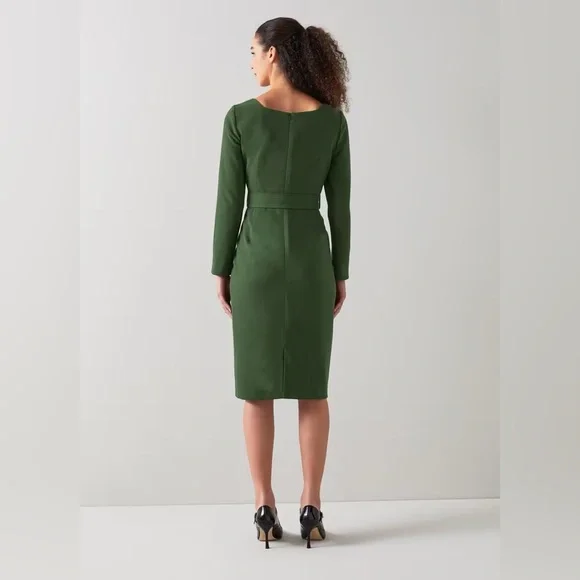L.K. Bennett Carrington Green Recycled Polyester Blend Square Neck Dress - Picture 4 of 16